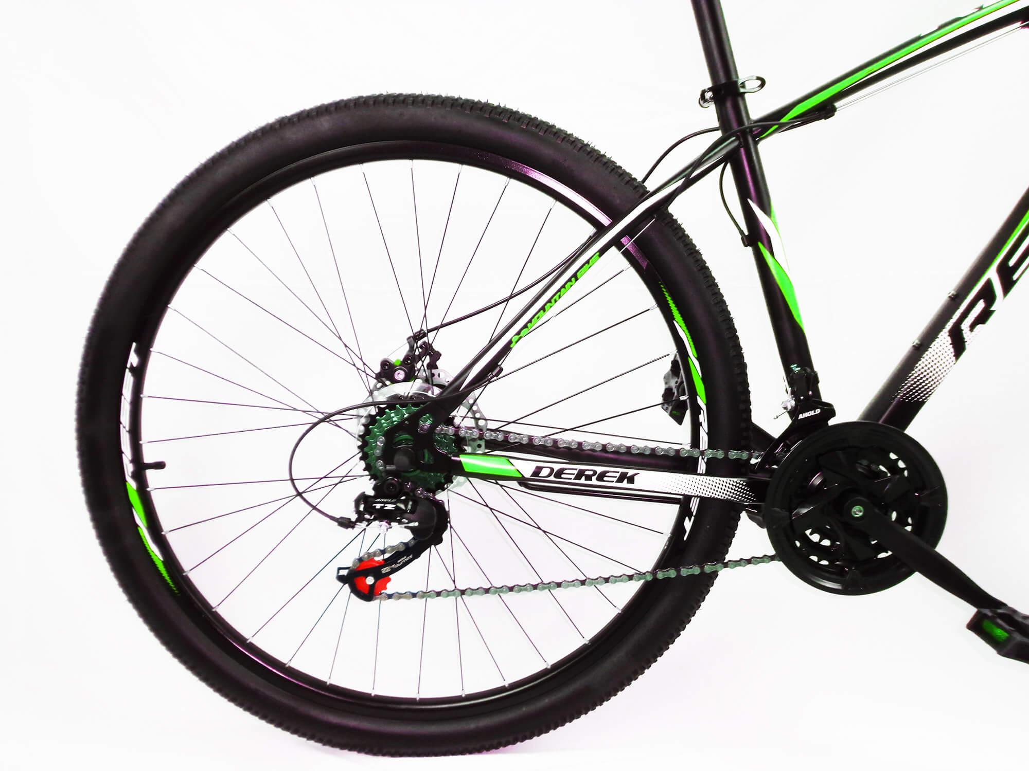 Bicicletta Mountain Bike MTB Ragazzo 29" 21V in Acciaio Nero e Verde Fluo