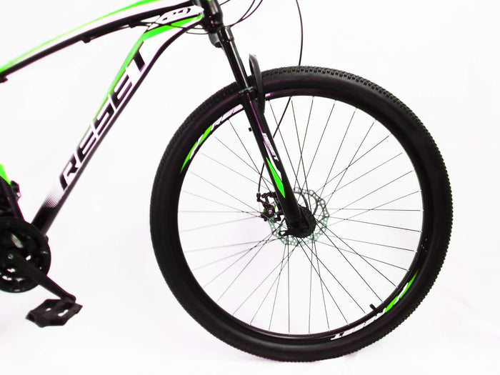 Bicicletta Mountain Bike MTB Ragazzo 29" 21V in Acciaio Nero e Verde Fluo