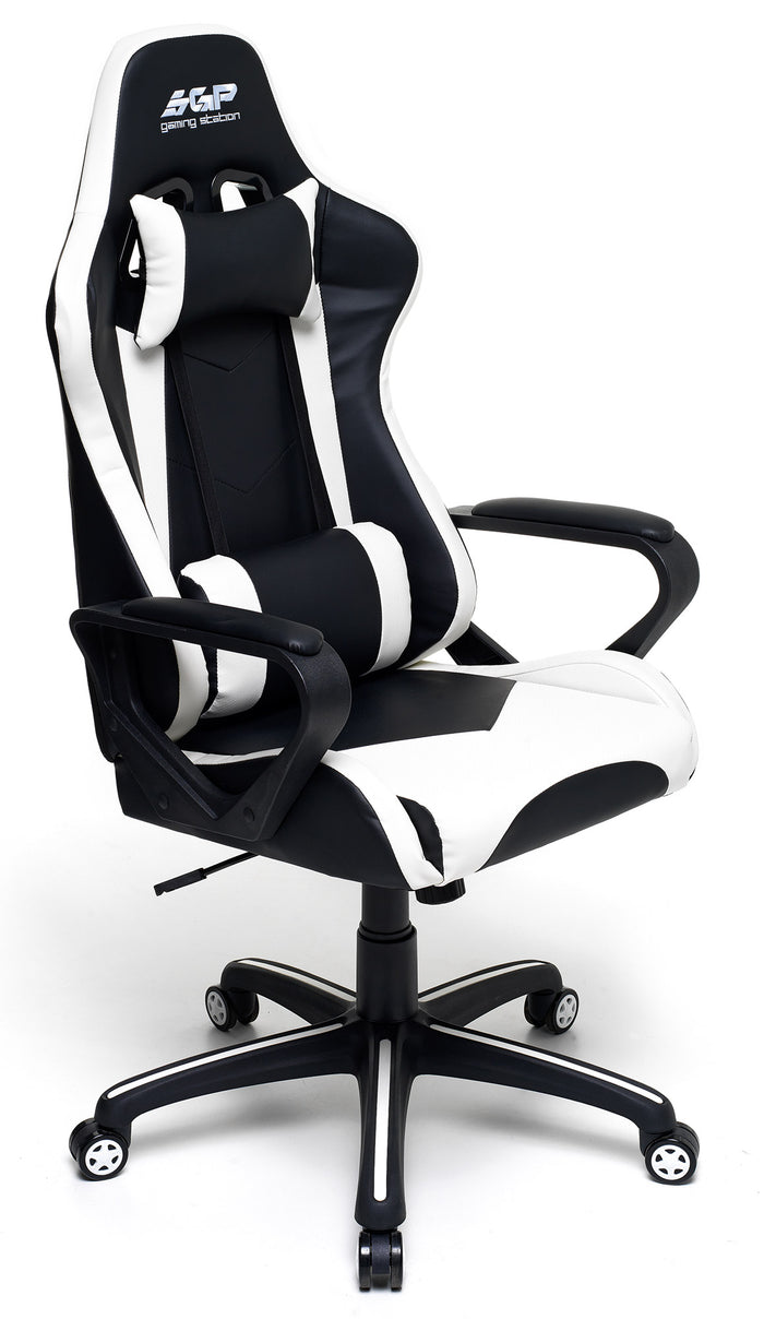 Sedia da Gaming Ergonomica 63x63x126 cm in Similpelle Nero e Bianco