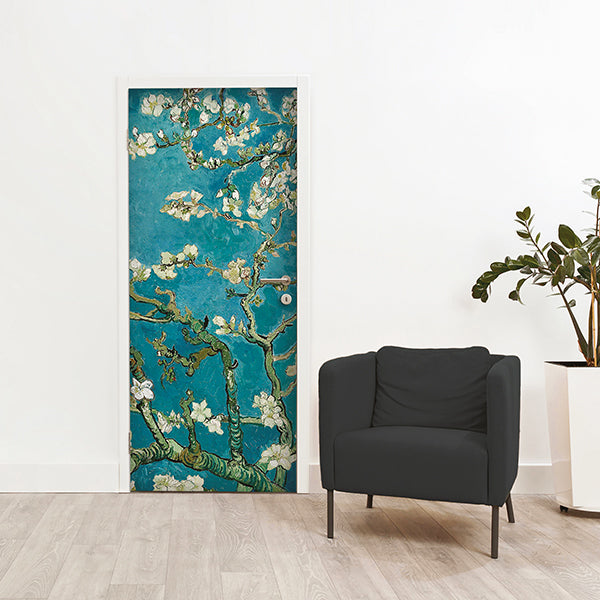 Decorazione per Porta Autoadesiva Facile da Applicare 210x83 cm Door Cover Mandorlo di Van Gogh