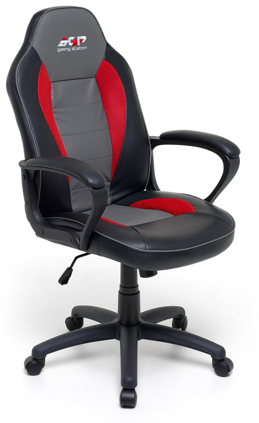 Sedia da Gaming Ergonomica 62x57x112 cm in Similpelle Nero e Rossa