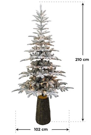 Albero di Natale Artificiale Innevato 210 cm 25 Rami 200 Luci LED Acero Montano Verde