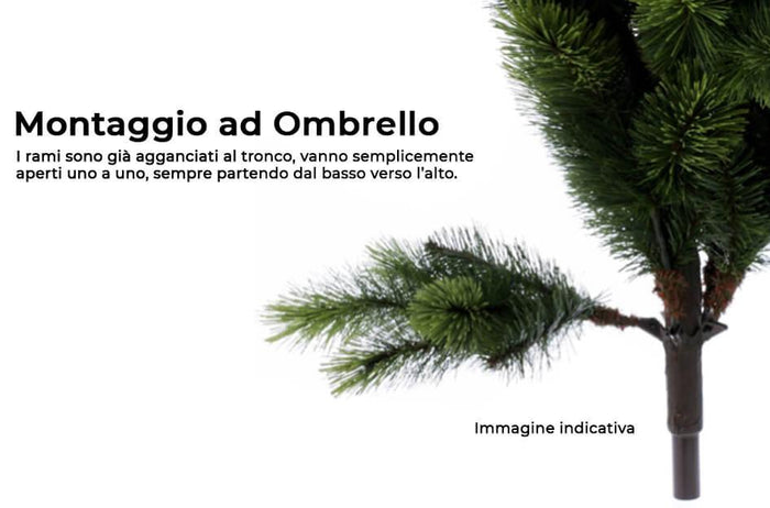 Albero di Natale Artificiale Innevato 210 cm 25 Rami 200 Luci LED Acero Montano Verde