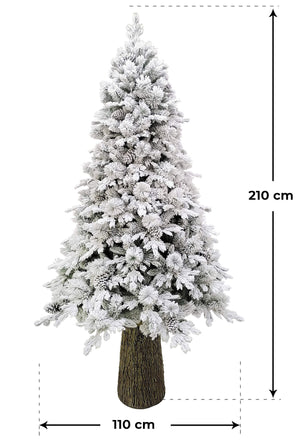 Albero di Natale Artificiale Innevato 210 cm 39 Rami Cedro del Gargano Verde