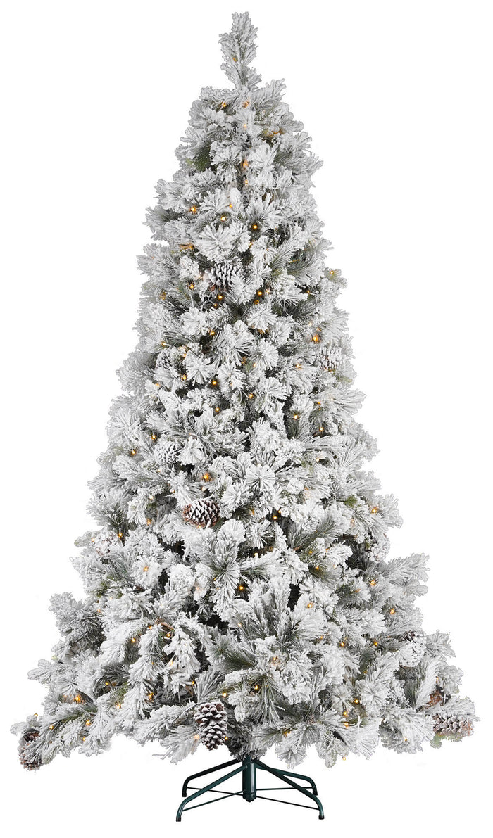 Albero di Natale Artificiale Innevato 240 cm 80 Rami 420 Luci LED Pino del Gargano Verde