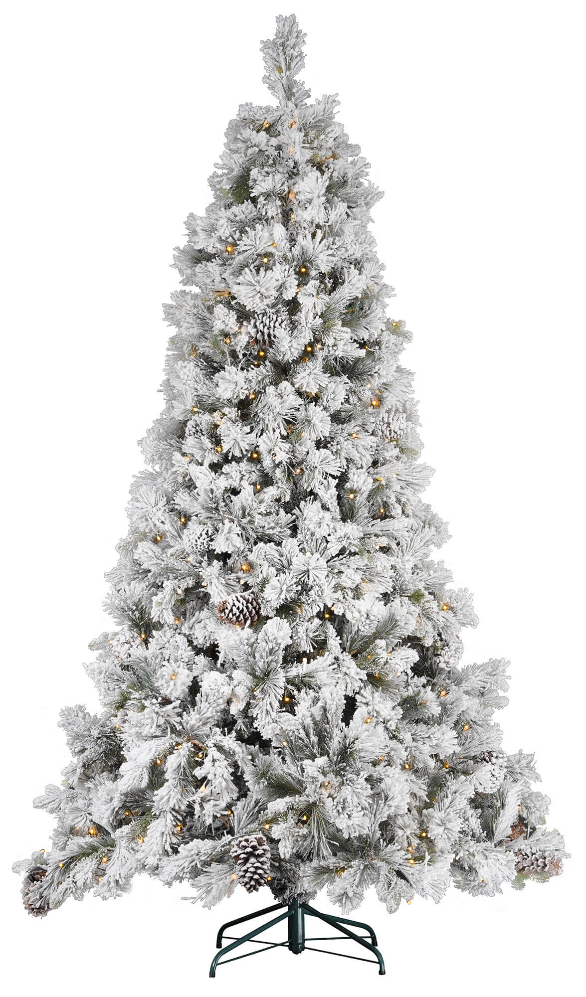 Albero di Natale Artificiale Innevato con Luci LED Pino del Gargano Verde Altezza 180 cm