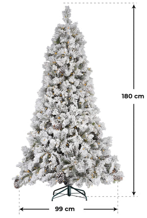 Albero di Natale Artificiale Innevato con Luci LED Pino del Gargano Verde Altezza 180 cm