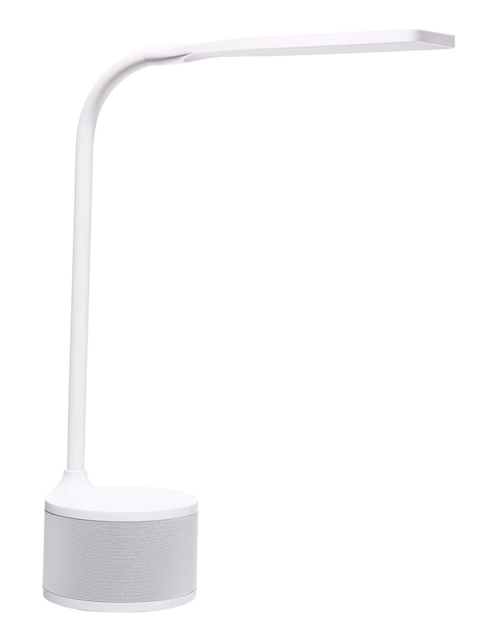 Lampada da Scrivania con LED e Altoparlante Bluetooth 29x10,5x38 cm in Plastica Bianca