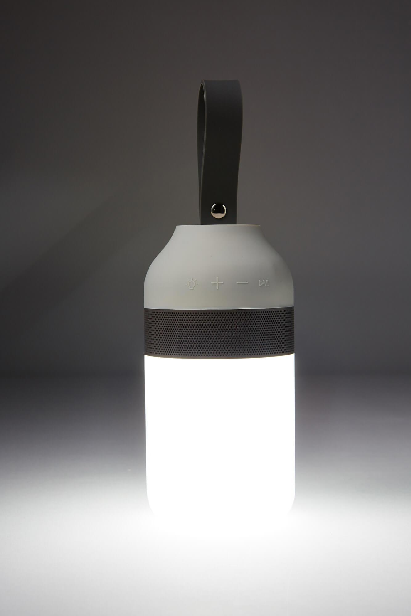 Altoparlante Bluetooth con Lampada LED 7,6x7,6x1,5 cm in Plastica Grigio