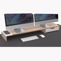 Supporto per Doppio Monitor da Scrivania 100x20x9 cm con Entrata USB e Base di Ricarica Wireless