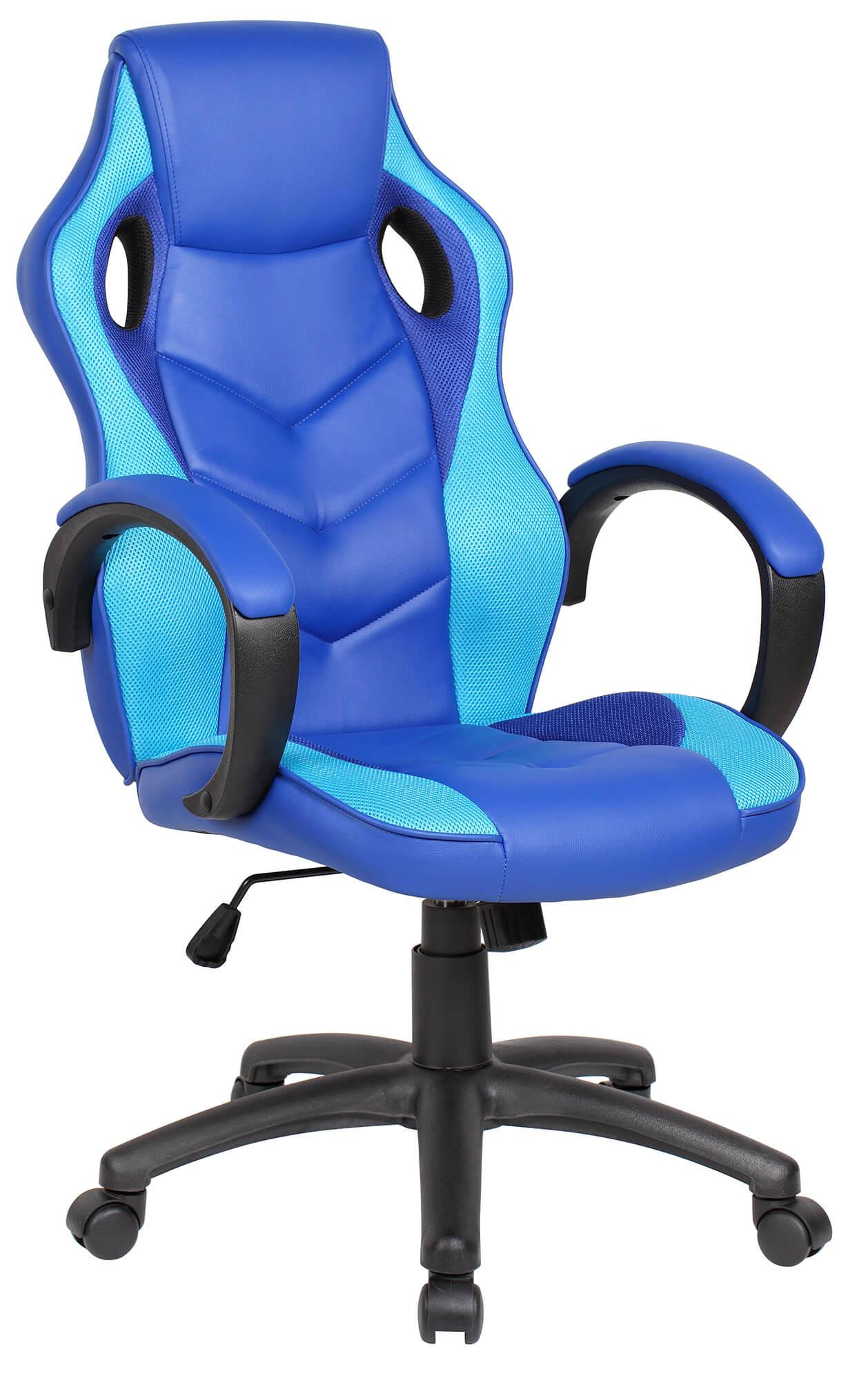 Sedia da Gaming Ergonomica 61x66x116 cm in Similpelle Blu e Azzurra