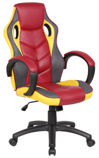 Sedia da Gaming Ergonomica 61x66x116 cm in Similpelle Granata e Gialla