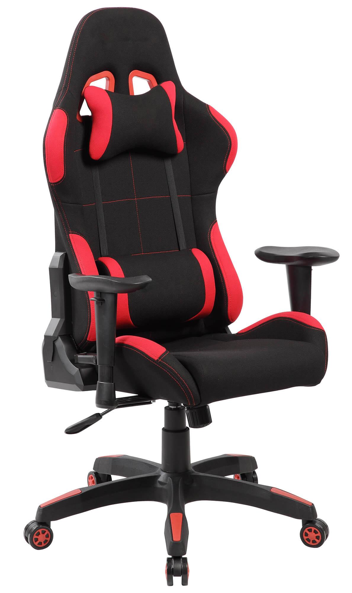 Sedia da Gaming Ergonomica 72x57x134 cm in Tessuto Nera e Rossa