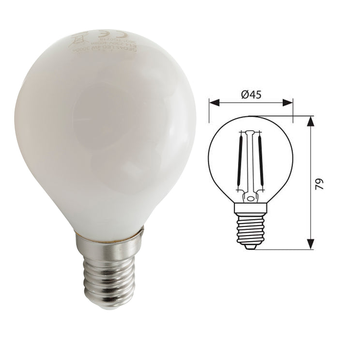 Lampadina LED mini globo E14 vetro luce 360 gradi 4W 400 lumen 230V luce calda 3000K