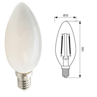 Lampadina LED candela E14 vetro luce 360 gradi 4W 400 lumen 230V luce calda 3000K