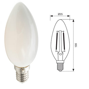 Lampadina LED candela E14 vetro luce 360 gradi 4W 400 lumen 230V luce calda 3000K