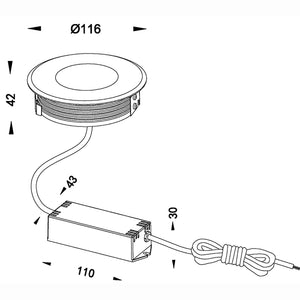 Faretto calpestabile LED FLAT incasso pavimento IP67 foro 10cm segnapassi slim luce esterno giardino viale 230V