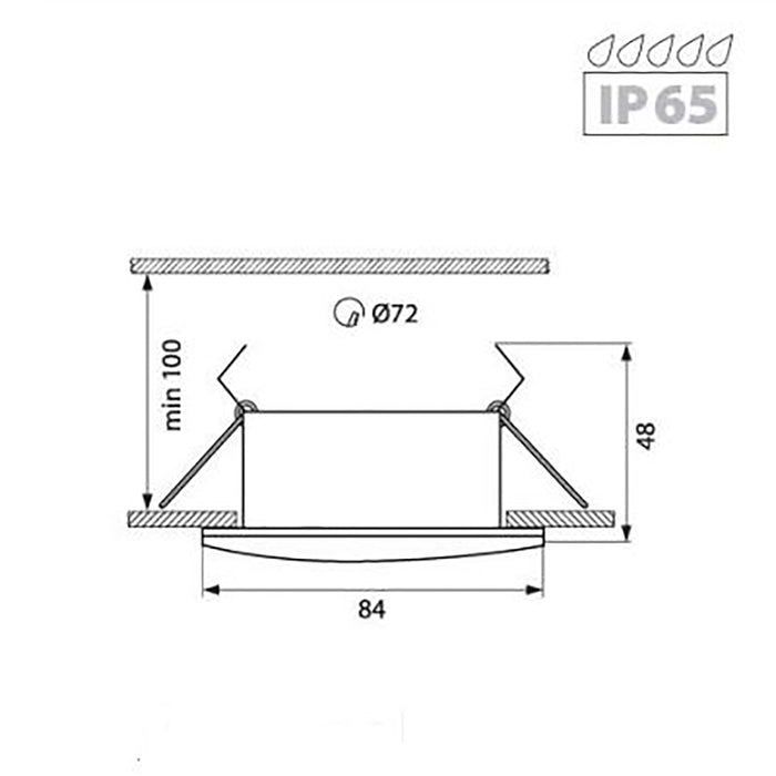 Faretto ad incasso tenuta stagna IP65 per box doccia sauna bagno turco rifinitura cromato lucido