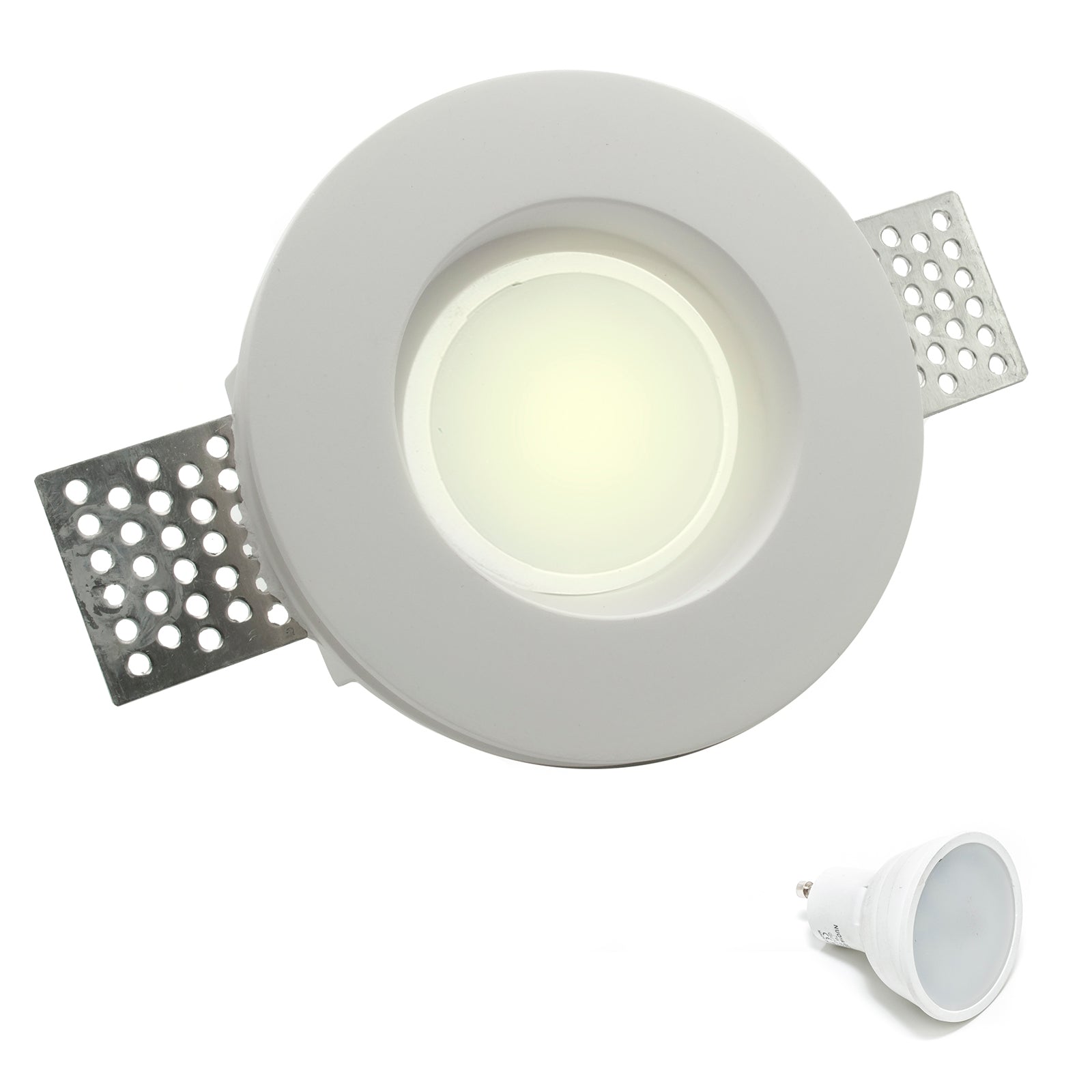 Porta faretto tondo incasso scomparsa gesso lampada led 8W GU10 foro 10cm 220V LUCE 6000K