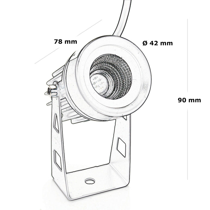 Faretto LED spot staffa orientabile 3.5W esterno luce giardino parete IP65 230V COLORE NERO 6000K