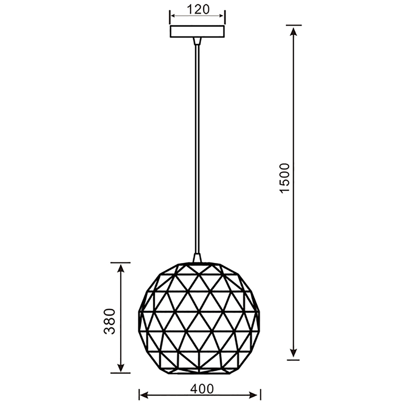 Lampadario sfera pendente lampada sospensione globo soffitto E27 diametro 40cm COLORE NERO