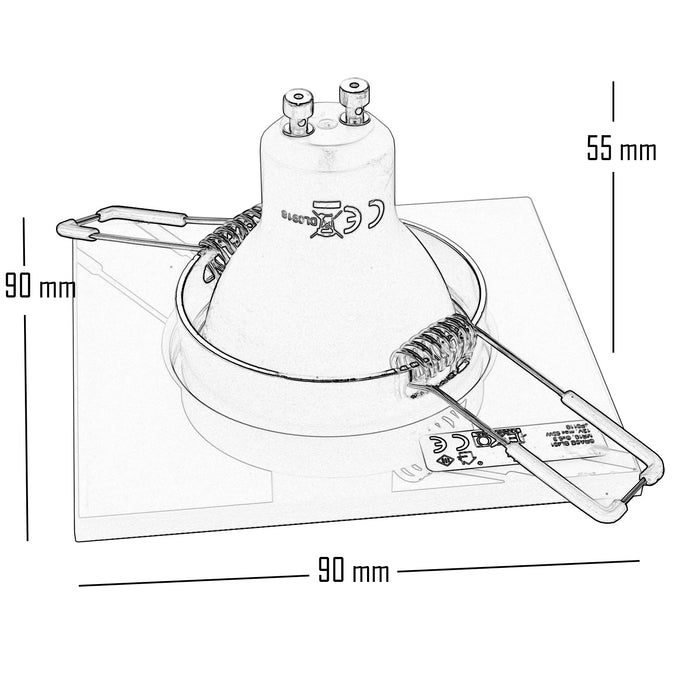 Faretto quadrato incasso vetro luce soffitto mensole vetrine spot LED 5W GU10 LUCE 4000K