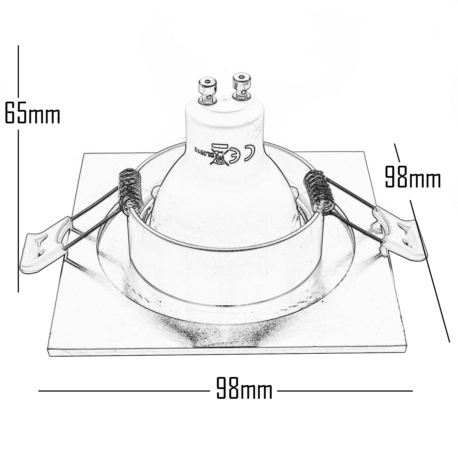 Faretto classico quadrato incasso dorato brillantini 65mm lampada LED 5W GU10- 3000K