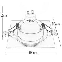 Faretto classico quadrato incasso dorato brillantini 65mm lampada LED 5W GU10- 3000K