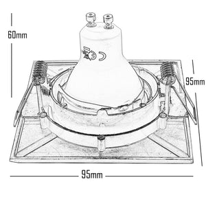 Faretto orientabile quadrato silver incasso soffitto 8cm LED 5W GU10 luce spot 4000K
