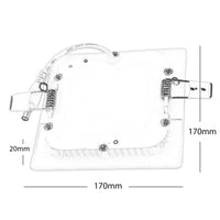 Faretto LED 12W pannello incasso luce diffusa 120 gradi foro 15cm 230V studio QUADRATO 6000K