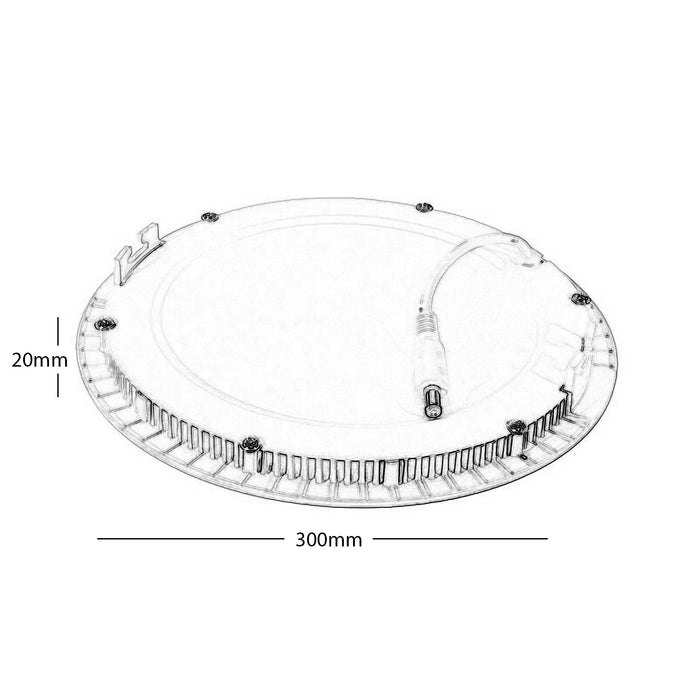 Faretto incasso pannello LED 24W ultra slim luce diffusa corridoio foro 28cm 230V TONDO 3000K