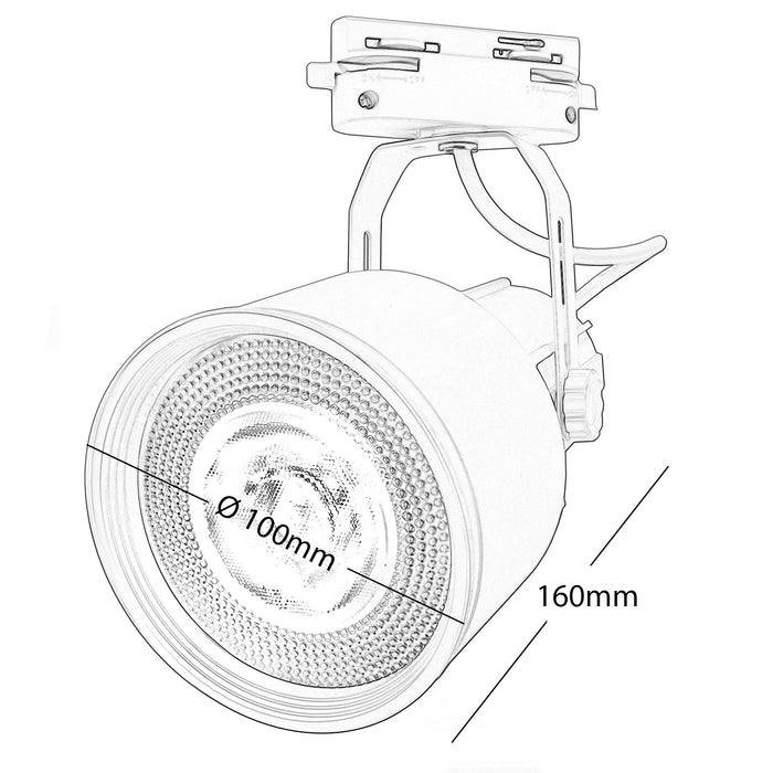 Faretto track binario orientabile lampada LED attacco E27 luce spot negozio ufficio 230V SENZA LAMPADA COLORE NERO