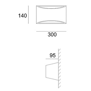 Applique gesso LED moderno decorativo pitturabile muro doppio fascio luce lampada R7S ufficio negozio ingresso 230V