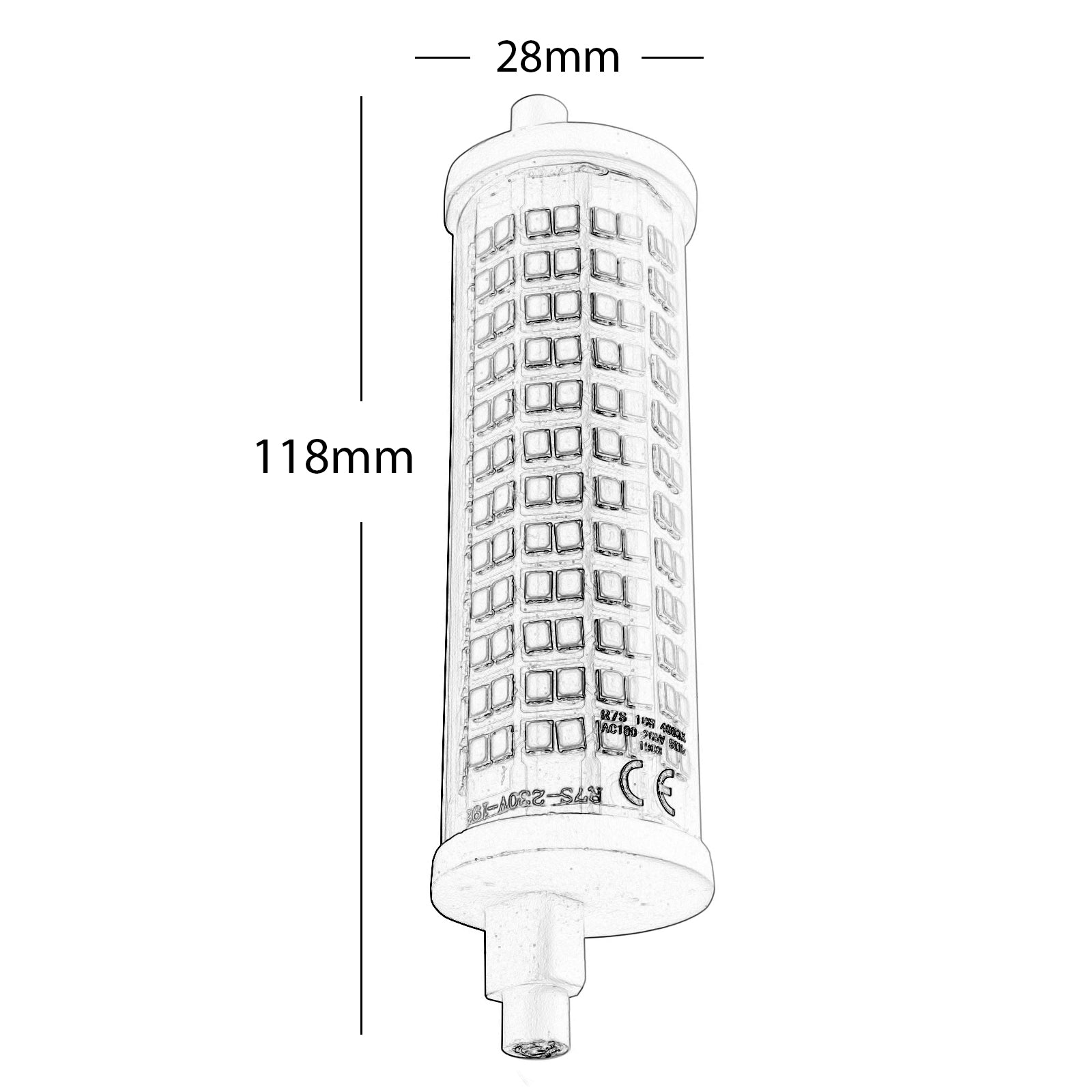 Lampadina attacco R7S LED SMD 2835 19W resa 250W lampada 2500 lumen basso consumo energetico 118mm 230V 6000K