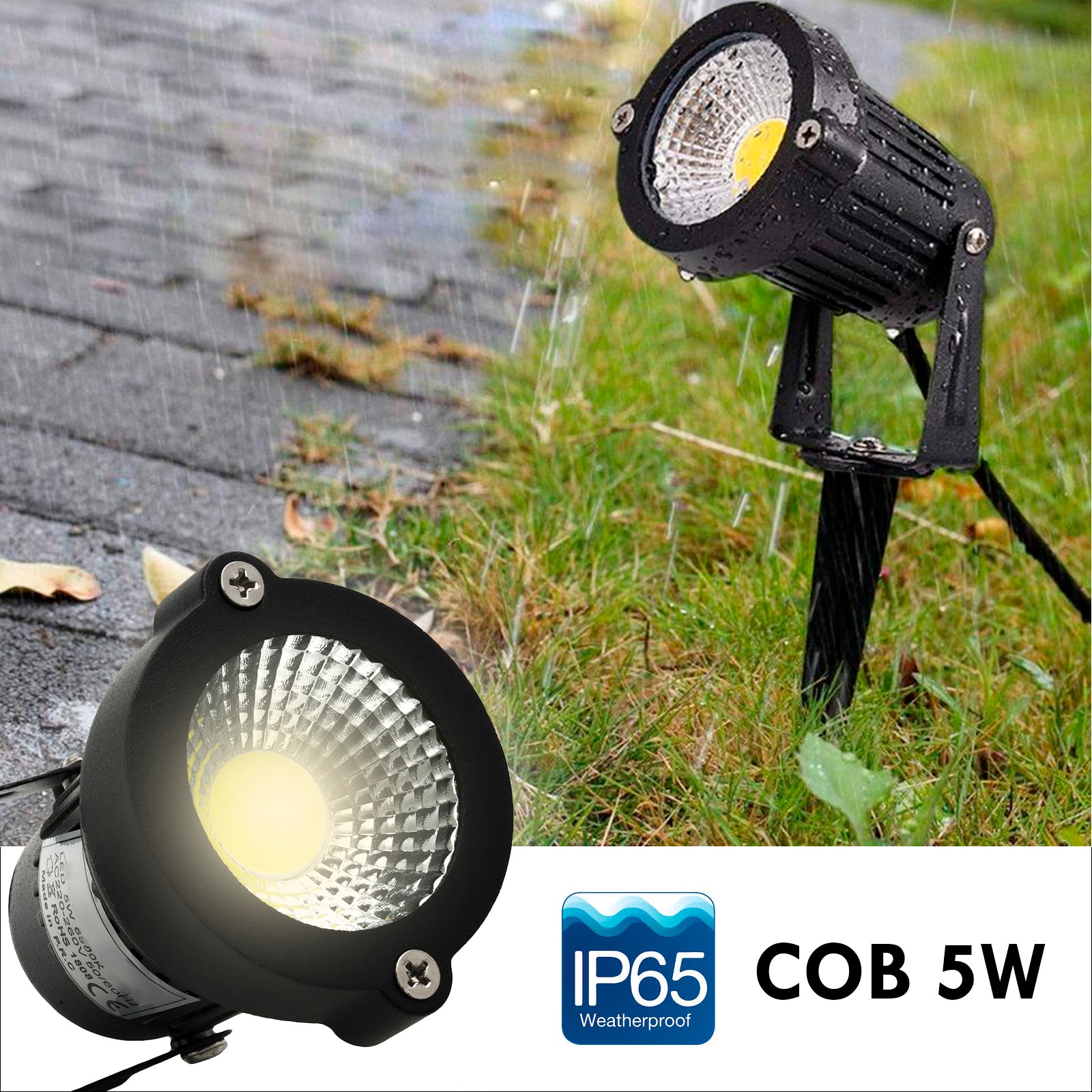 Faro faretto LED picchetto giardino COB 5W segnapassi lampada orientabile IP65 VERDE