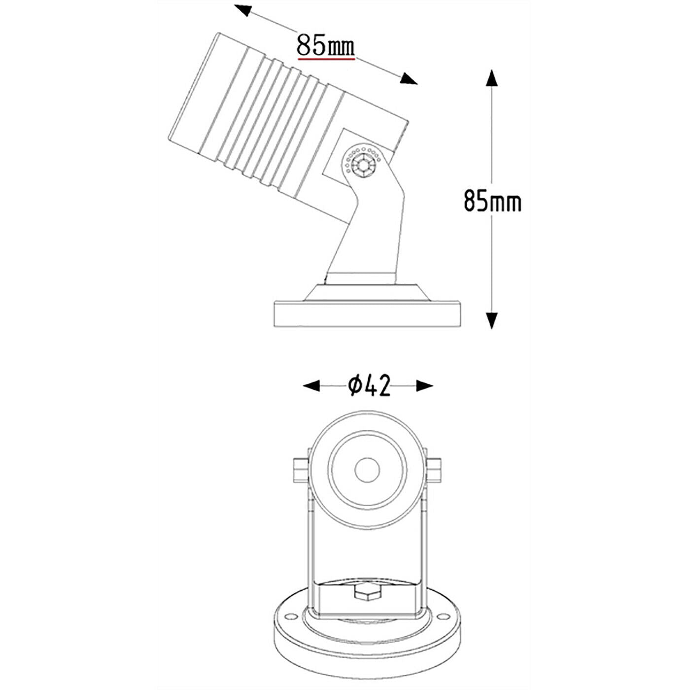 MINI faretto spot LED 3W 24V dimmerabile luce 30 gradi orientabile insegne facciate fontane IP65 COLORE GRIGIO