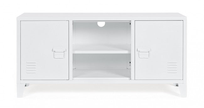 Mobile TV con 2 Ante 40x120,5x58,5 cm Cambridge in Acciaio Bianco