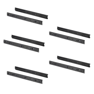 Set 5 Coppie Guide a Sfera per Cassetti 45x600 mm in Acciaio Emuca Nero