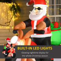 Babbo Natale Gonfiabile 180x90x165 cm con Motocicletta e Luci LED Multicolore