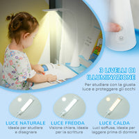 Banco Scuola con Sedia per Bambini con Lampada LED e Leggio Blu