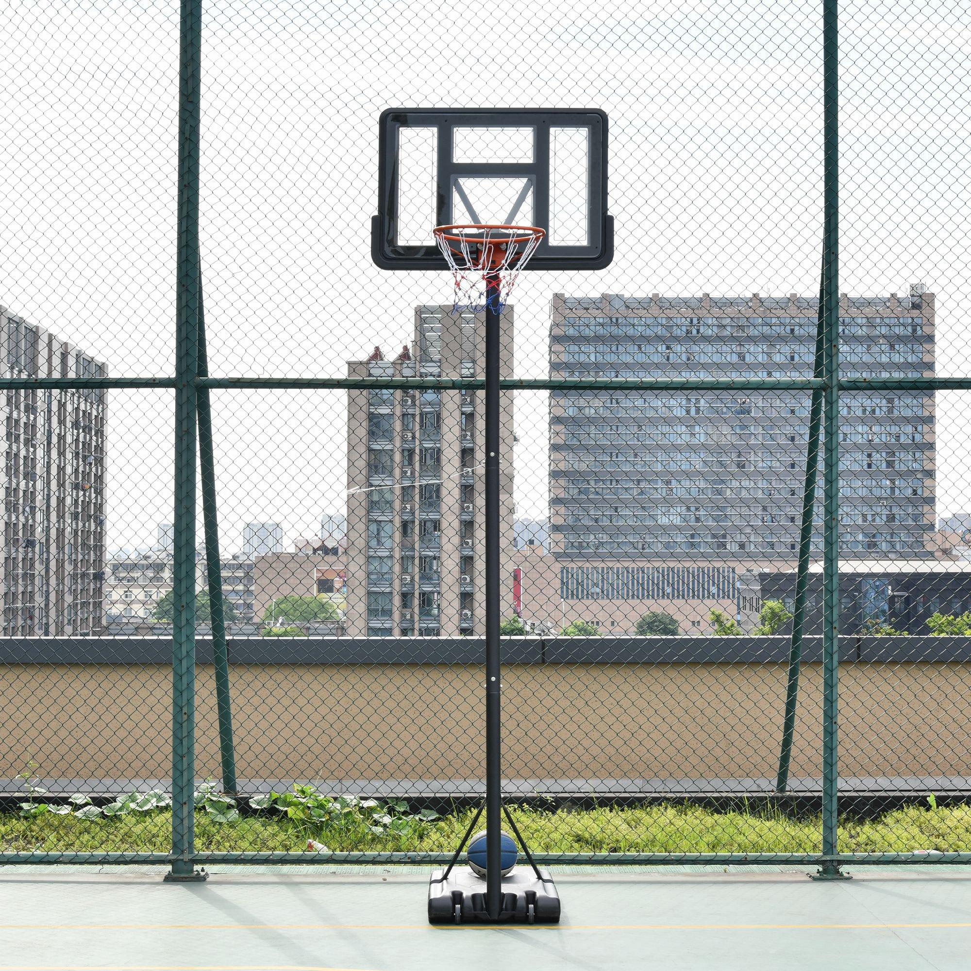 Canestro Basket da Esterno Altezza Regolabile 231-305 cm in Acciaio con Ruote Nero