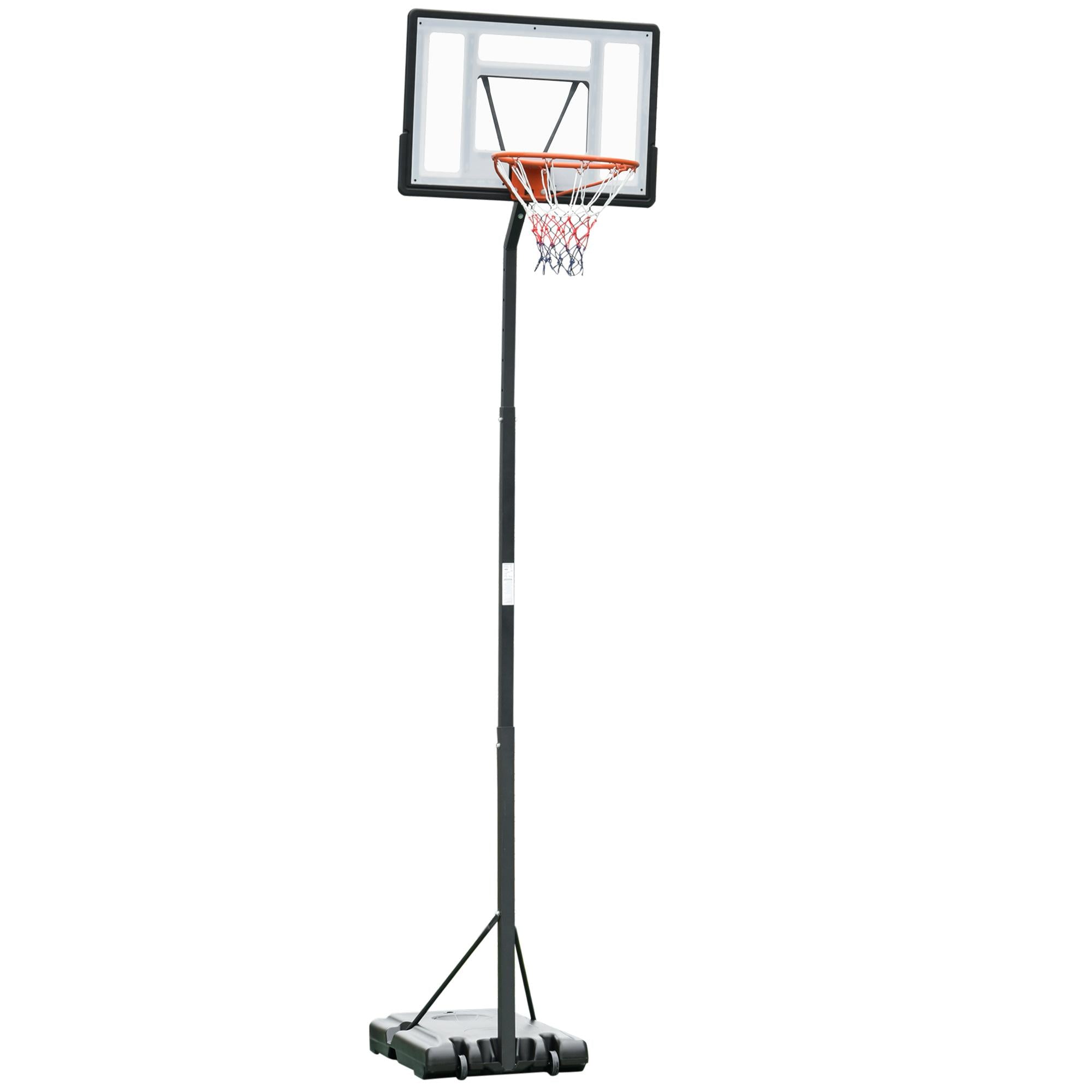 Canestro Basket da Esterno Altezza Regolabile 302-352 cm in Acciaio con Ruote Nero