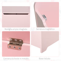 Cassapanca Baule Portagiochi 60x40x48 cm in MDF Rosa