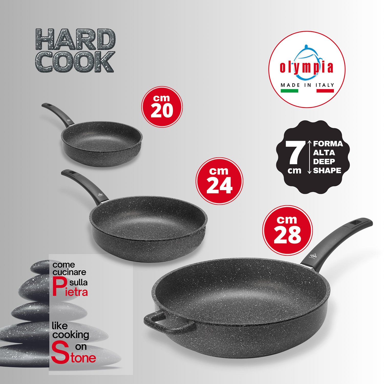 Padella Alta Antiaderente 1 Manico Ø28 cm Olympia Hard Cook