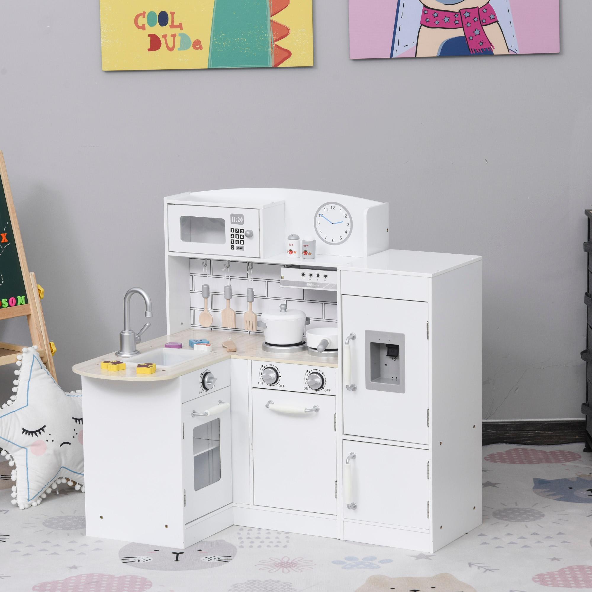 Cucina Giocattolo per Bambini 86x64x84,5 cm con Accessori in Legno Bianca