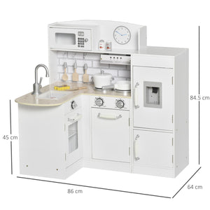 Cucina Giocattolo per Bambini 86x64x84,5 cm con Accessori in Legno Bianca