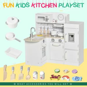 Cucina Giocattolo per Bambini 86x64x84,5 cm con Accessori in Legno Bianca