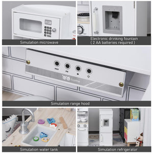 Cucina Giocattolo per Bambini 86x64x84,5 cm con Accessori in Legno Bianca