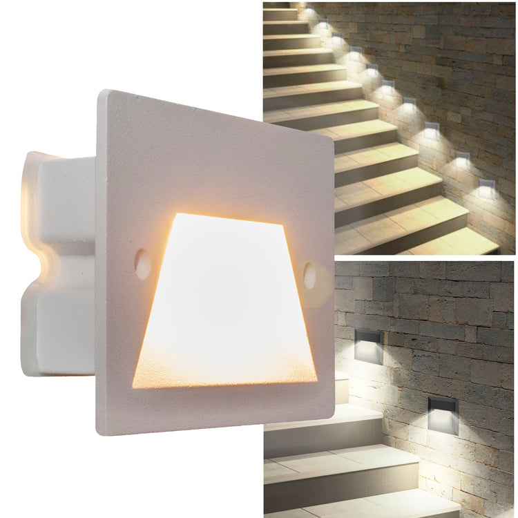 Faretto segnapassi IP65 LED 3W incasso scatola 503 scale giardino viale gradini 230V COLORE GRIGIO LUCE 4000K