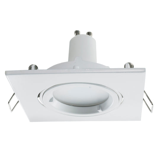 Faretto orientabile quadrato bianco lampada LED 8W GU10 incasso 80mm resa 60W LUCE 3000K